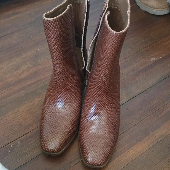 BareTraps Brown Snakeskin Ankle Booties - Picture 3 of 6